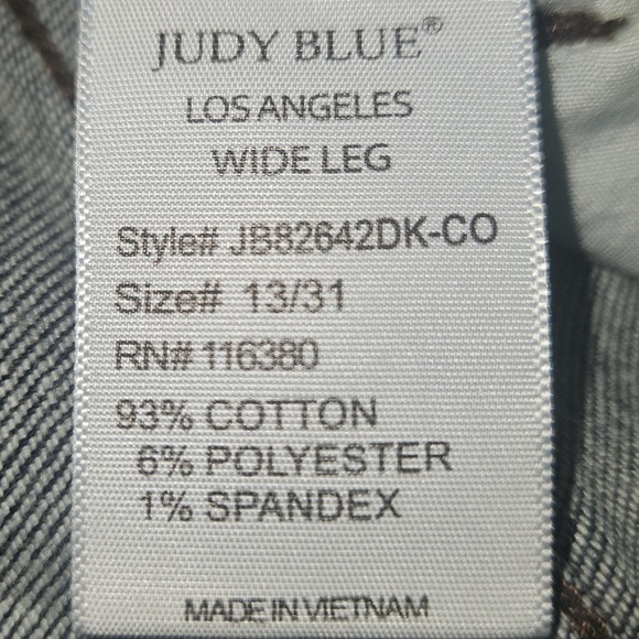 Judy Blue Wide Leg Trouser Jeans 13 / 31 High Rise Dark Wash Stretchy Inseam 32" - Picture 7 of 9